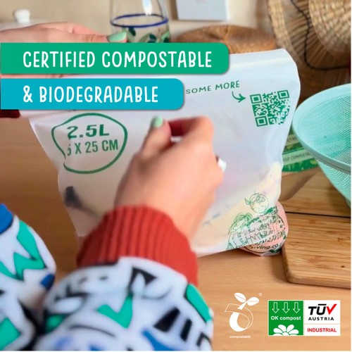 Eco Green Living Certified Compostable Large 2.5L Resealable Ziplock Bags