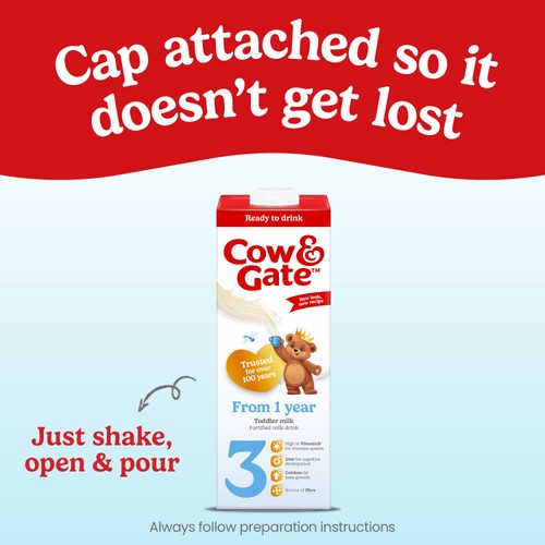 Cow & Gate 3 Toddler Milk Formula Liquid Ready to Feed 1-3 Years