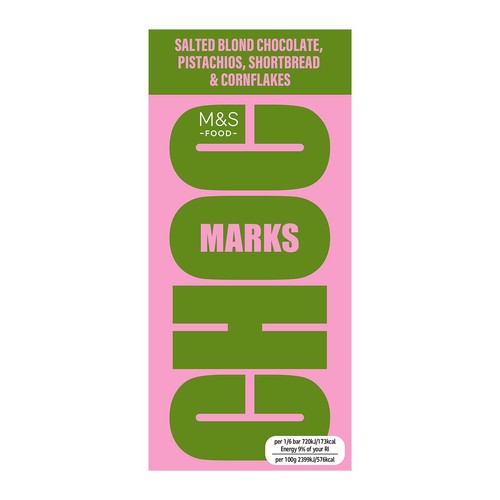M&S Choc Marks Blonde with Pistachios