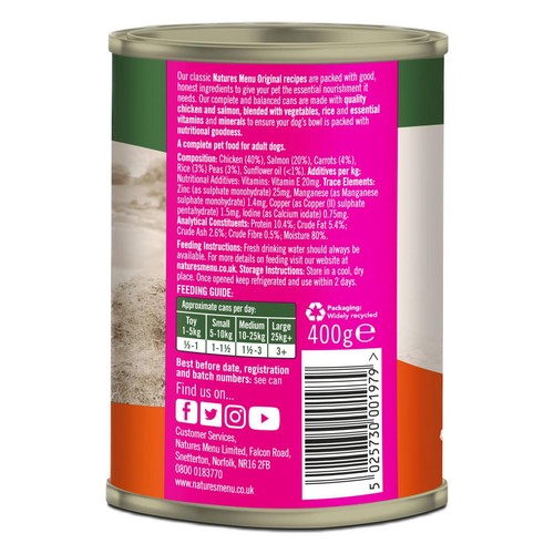 Natures Menu Original Adult Chicken & Salmon Wet Dog Food Cans