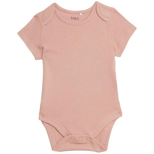 M&S Pure Cotton Bodysuits, 6-9 Months, Pink 