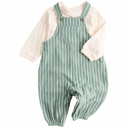 M&S Jersey Dungaree, 0-3 M, Green Mix