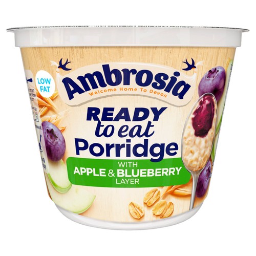 Ambrosia Ready to Eat Porridge Oat Cereal Pot Apple & Blueberry Layer