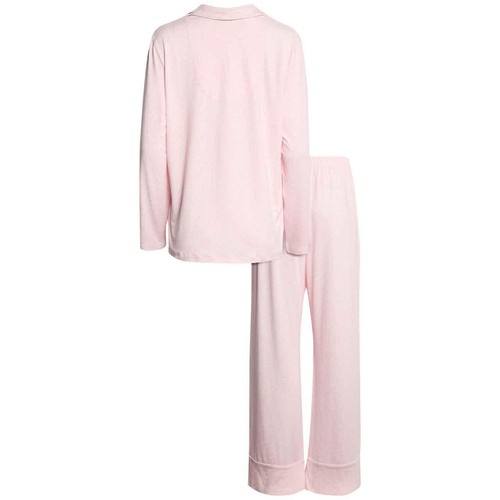 M&S Womens Soft Touch Printed Revere Pyjama Set, Medium, Pink Mix