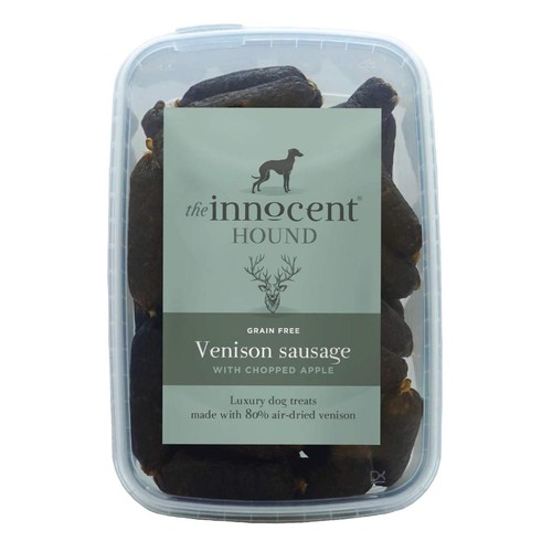 The Innocent Hound Dog Treats, Venison Sausages with Chopped Apple