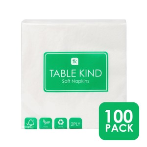 Table Kind Eco Bulk Pack 100 White Paper Napkins 33cm