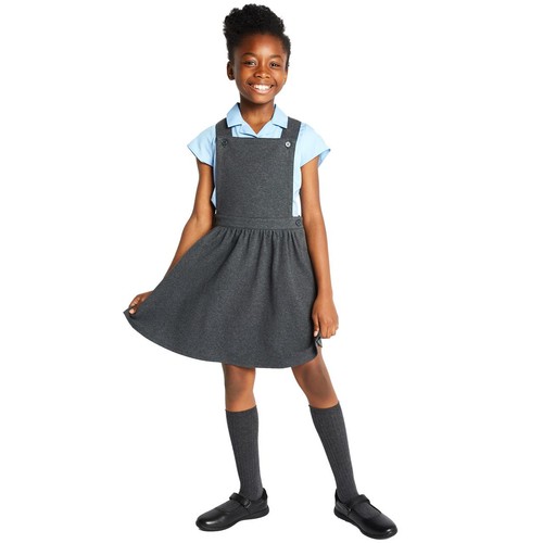 M&S Girls Cotton Rich Pinafore, 5-6 Years, Grey