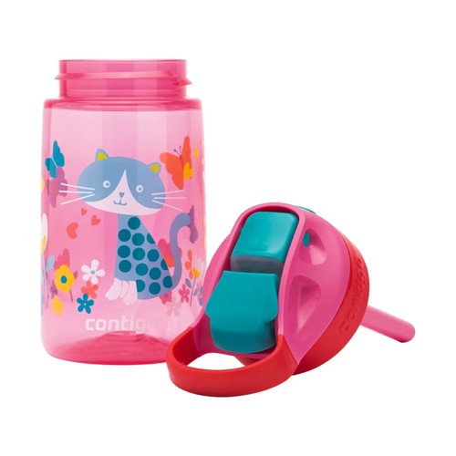 Contigo Gizmo Sip Kids Bottle 420ml Leakproof Straw Pink Cat