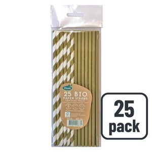 Gold & White Recyclable Bio Straws