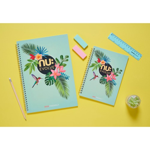 Nuco Nu Evolve Tropical A5 Wiro Notebook, Green, 160 pages