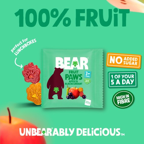 BEAR Apple & Blackcurrant Fruit Paws Kids Snack Multipack
