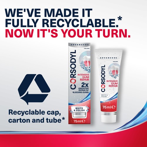 Corsodyl Advanced + Intensive Gum Repair Toothpaste White & Polish