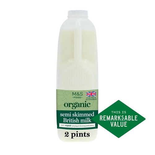M&S Organic Semi Skimmed Milk 2 Pints
