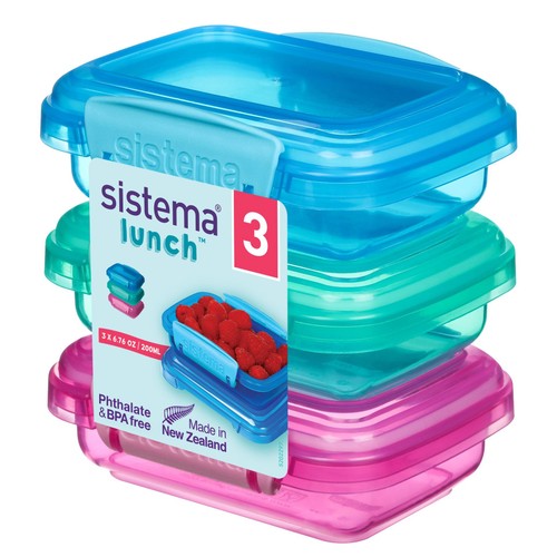 Sistema Lunch Containers 200ml 3 Pack Leakproof Storage