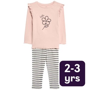 Flower Top & Bottom Outfit, 2-3 Years, Cream