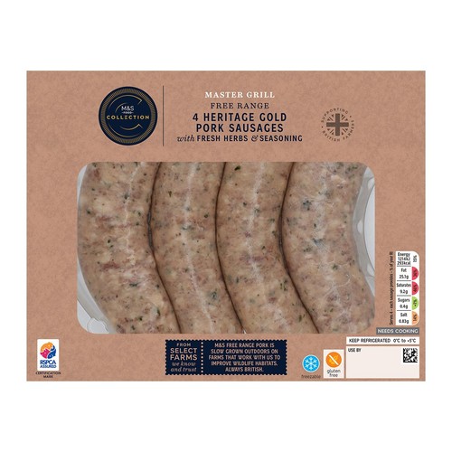 M&S Heritage Gold Master Grill 4 Pork Sausages