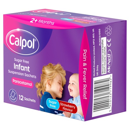 Calpol Infant Sugar Free Suspension Sachets Strawberry 2+ Months