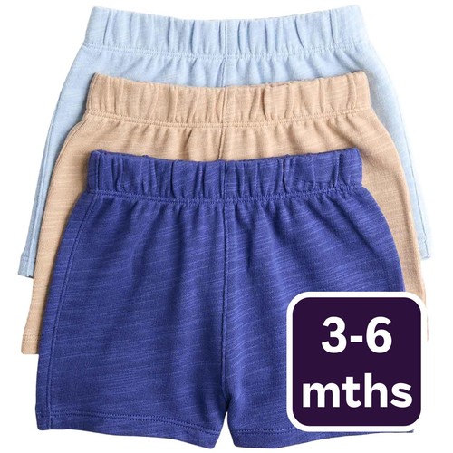 M&S Boys Pure Cotton Shorts, 3-6 Months, Blue