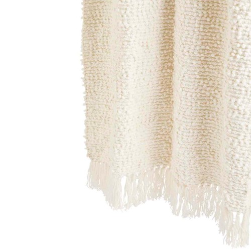M&S Pure Cotton Boucle Throw, Cream