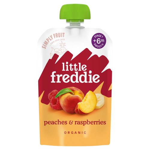 Little Freddie Organic Peaches & Raspberries Baby Food Pouch 6+ M