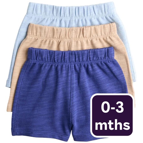 M&S Boys Pure Cotton Shorts, 0-3 Months, Blue