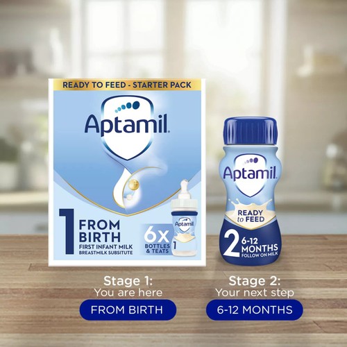 Aptamil 1 First Infant Baby Milk Formula Liquid Starter Pack Ready to Feed