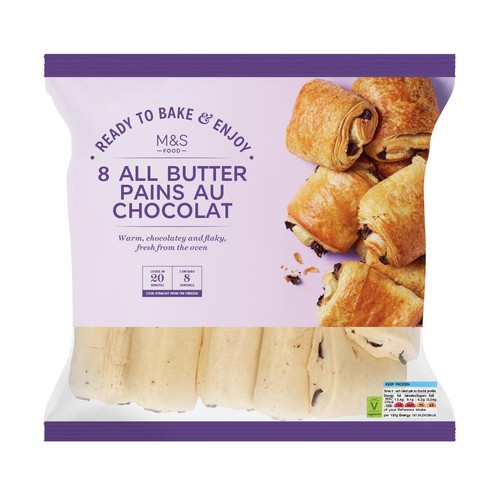 M&S 8 Ready to Bake Pain Au Chocolat Frozen
