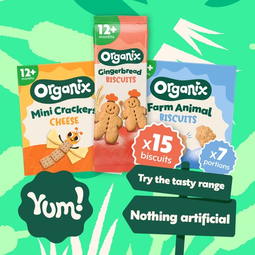 Organix Farm Animal Biscuits Toddler Snack 12+ Months