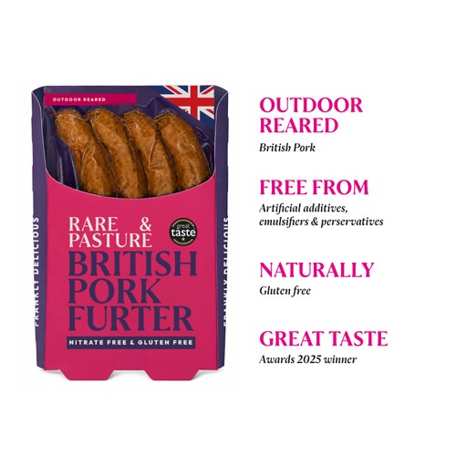 Rare & Pasture British Nitrate Free Porkfurter Hot Dog