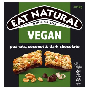 Eat Natural Fruit & Nut Vegan Peanuts Coconut & Dark Chocolate 40g X 3
