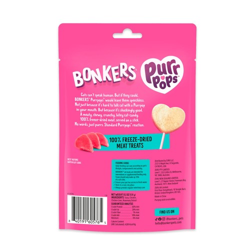 BONKERS Purrpops Freeze Dried Tuna Flavoured Lollipop Cat Treats