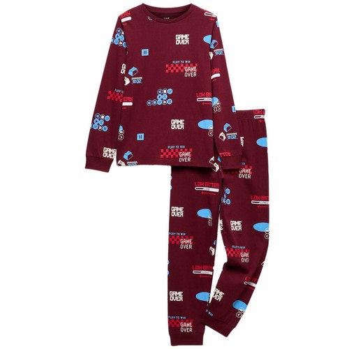 M&S Core Essential Gaming PJ, 10-11 Y, Burgundy Mix