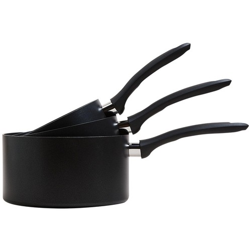 M&S Collection 3 Piece Black Aluminium Non Stick Pan Set 'One Size Black