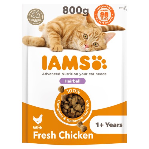 IAMS Advanced Nutrition Hairball Control Cat Food With Fresh Chicken