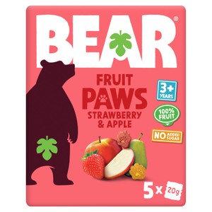 BEAR Strawberry & Apple Fruit Paws Kids Snack Multipack