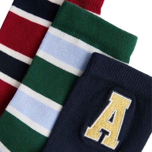 M&S Boys Cotton Rich Ankle Socks, 4-7 Large, Blue Mix