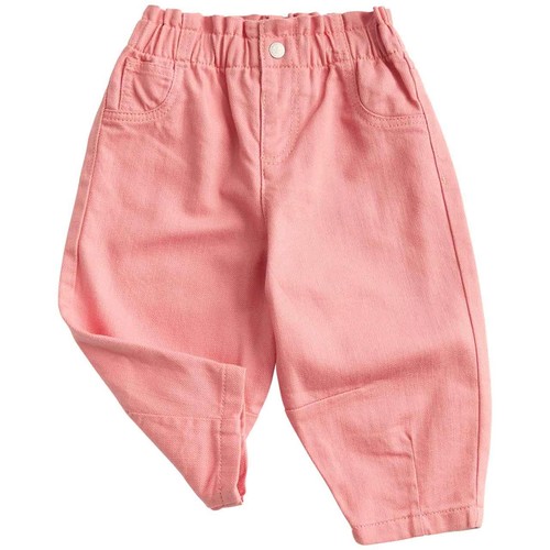 M&S Girls Cotton Rich Paperbag Jeans, 12-18 Months, Pink