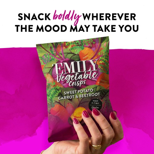 EMILY Veg Crisps Rainbow Roots Sweet Potato, Carrot & Beetroot 