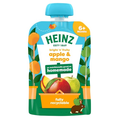 Heinz Apple & Mango Baby Food Fruit Puree Pouch 6+ Months