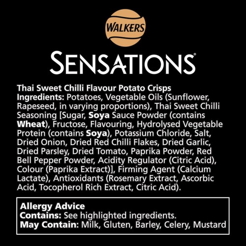 Walkers Sensations Thai Sweet Chilli Multipack Crisps 5 x 25g