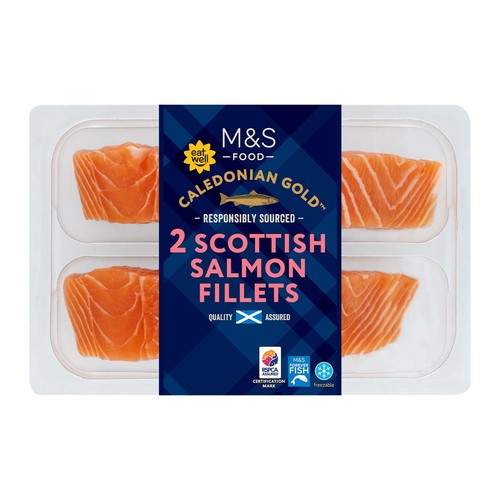 M&S Scottish 2 Salmon Fillets Skin On