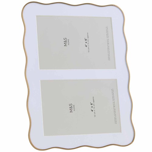 M&S Wiggle Double Photo Frame 4x6 inch, Gold