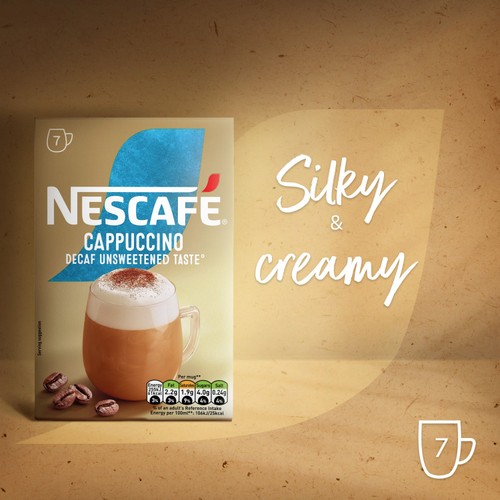 Nescafe Cappuccino Decaf Unsweet Instant Coffee 7 Sachets