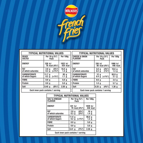 Walkers French Fries Flavour Crispy Potato Snacks 20 x 18g