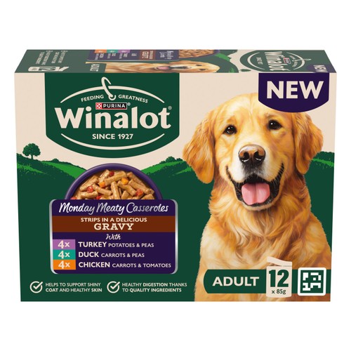 Winalot Monday Meaty Casseroles Chicken, Turkey, Duck in Gravy Wet Dog Food