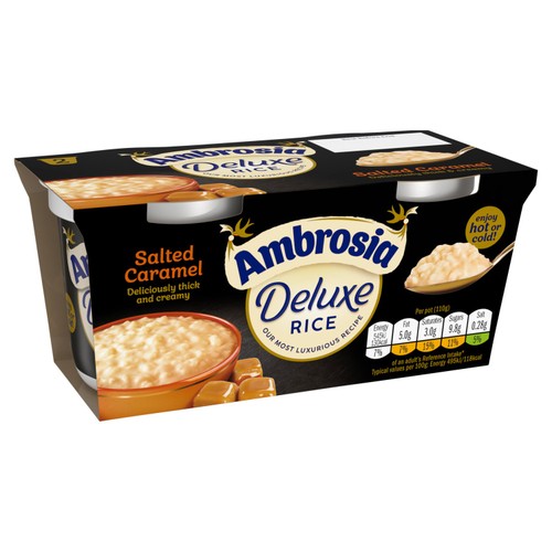 Ambrosia Deluxe Rice Pudding Salted Caramel Dessert Snack Pots
