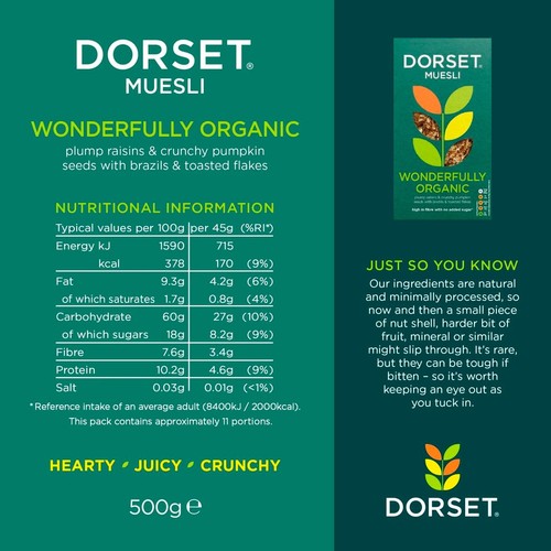 Dorset Cereals Wonderfully Organic Muesli Breakfast Cereal