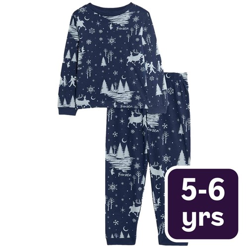 M&S Frozen Pyjamas, 5-6 Years, Navy