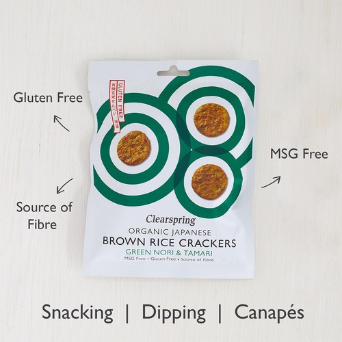 Clearspring Organic Japanese Brown Rice Crackers - Green Nori & Tamari