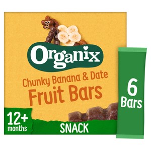 Organix Banana & Date Fruit Bars Toddler Snacks Multipack 6x17g 12 months+